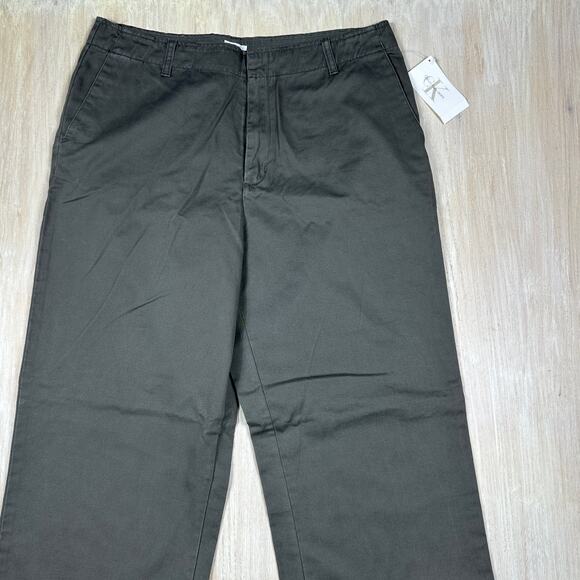 NWT Calvin Klein Weekend Khaki Flat Front Relaxed Leg Solid Beige Y2K Pants 16 - Picture 2 of 15